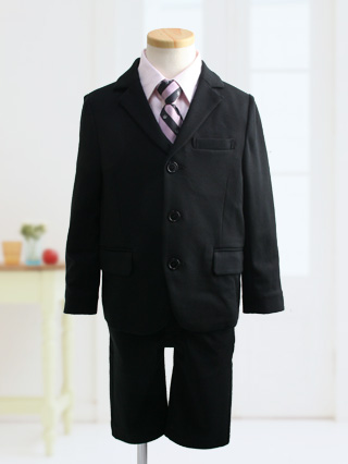 BeBe ピンクネクタイのフード付き黒スーツ 110 / ブランドフォーマル