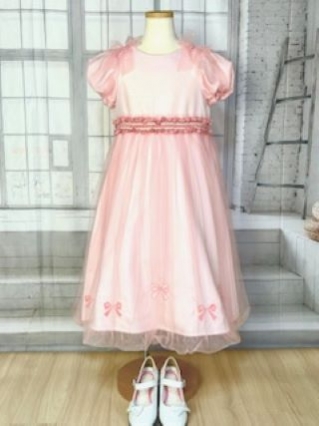ポンポネット　ふんわりチュール♡ピンクのロングドレス　135