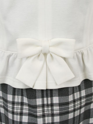 組曲 グレーチェックワンピースと白ジャケットのスーツ　120