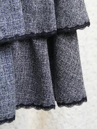 組曲 4段フリルのロングドレス(黒)　160